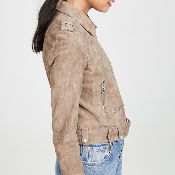 (NWT) BLANK NYC - sand/tan genuine suede moto jacket (medium) - Picture 3 of 5